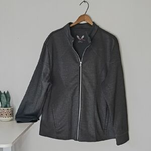 Smitten Gray Scrub Jacket Women’s XXL • Full Zip • Stretch Professional Medical